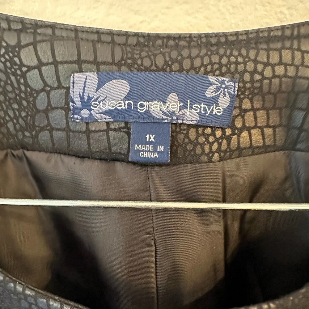 Susan Graver Style Faux Leather Alligator Zippered Jacket Sz 1X EUC - Picture 4 of 4
